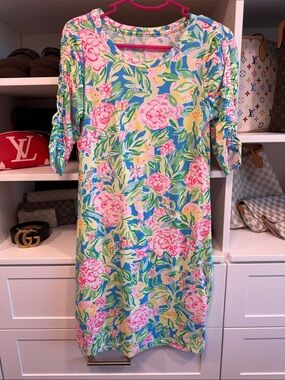 Lilly Pulitzer Belden Elbow Scrunch Sleeve Dress Multi Grove Garden EUC